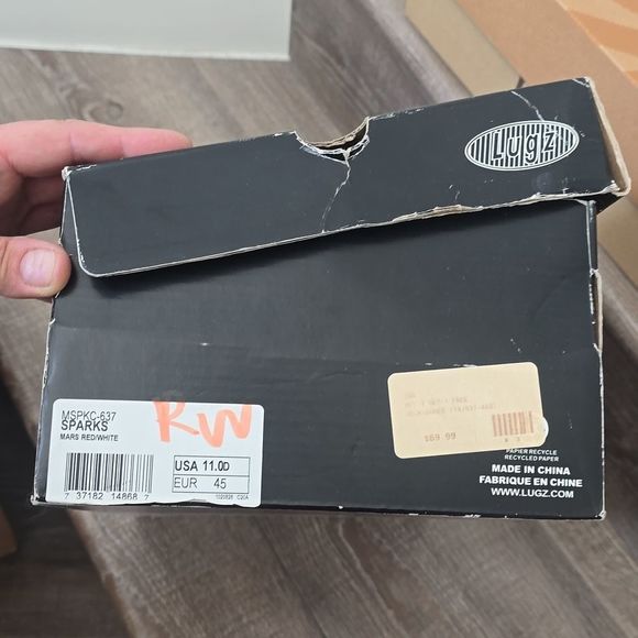 Lugz red canvas lace up tennis shoes loafer  men's size 12 new in box - Picture 8 of 8